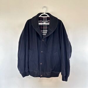 Burberry Men's Navy Bomber Jacket Shawl vintage 80’s